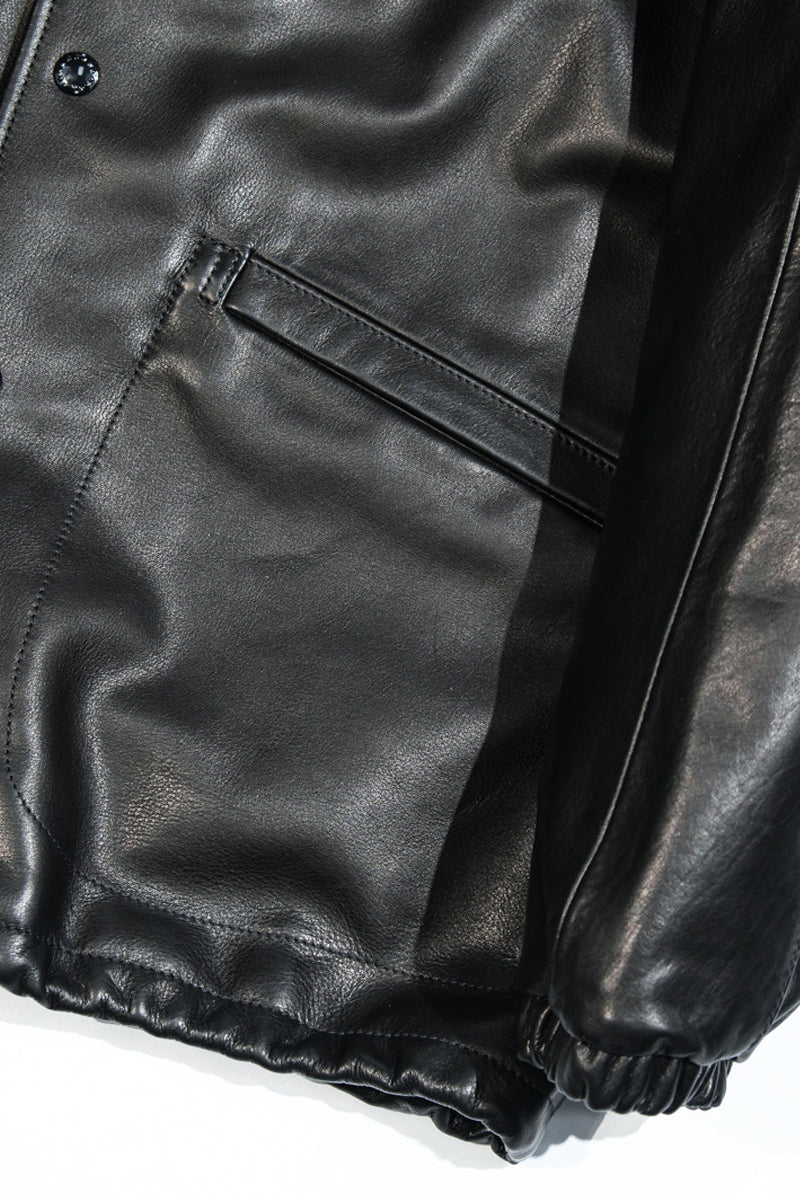 1.2mm thick waxed calfskin leather material detail