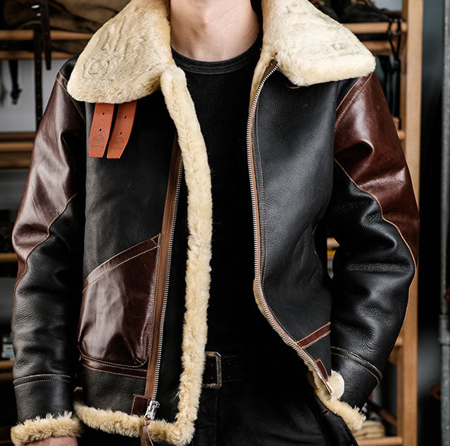 B-3 shearling sheepskin flight jacket warmest bomber Real Simons