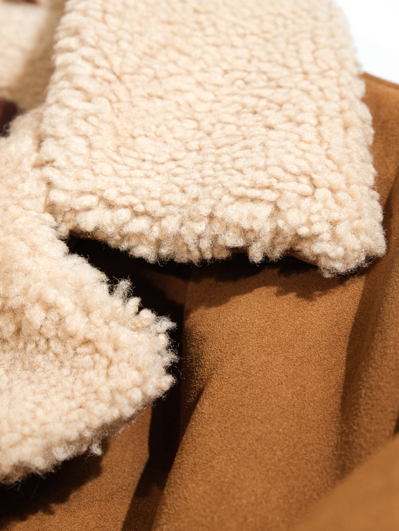 Farmers leather jacket with brown fur collar