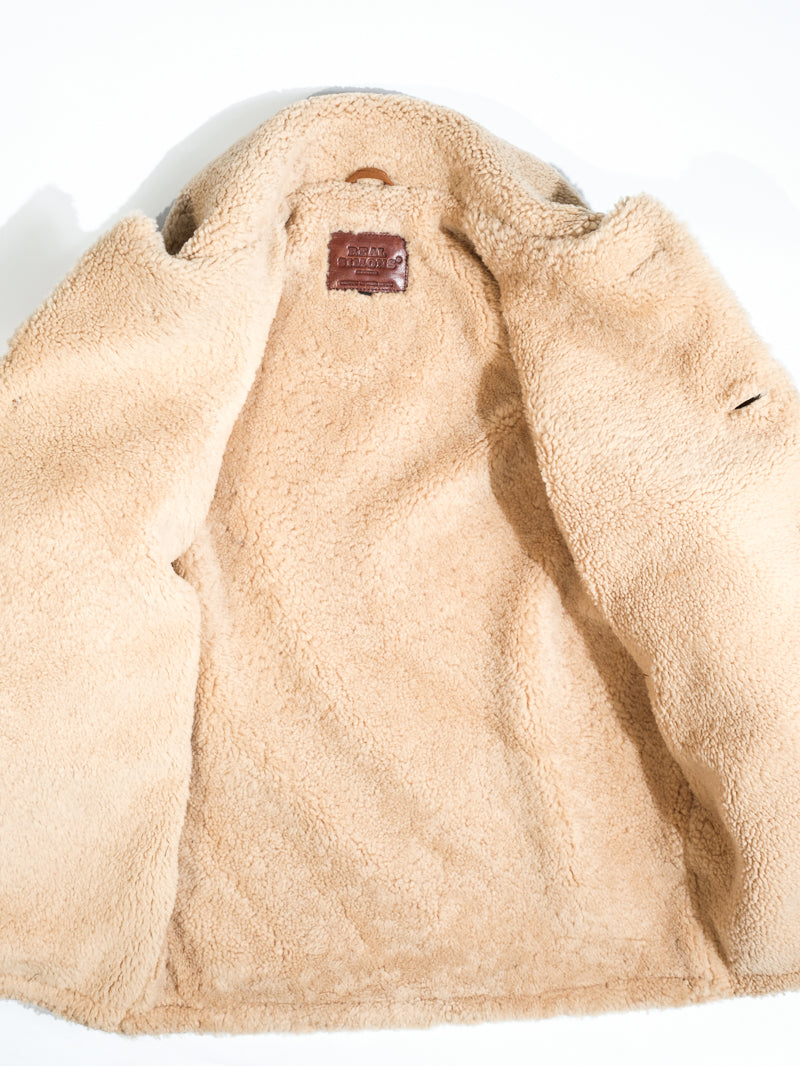 Farmers leather jacket with brown overall lining