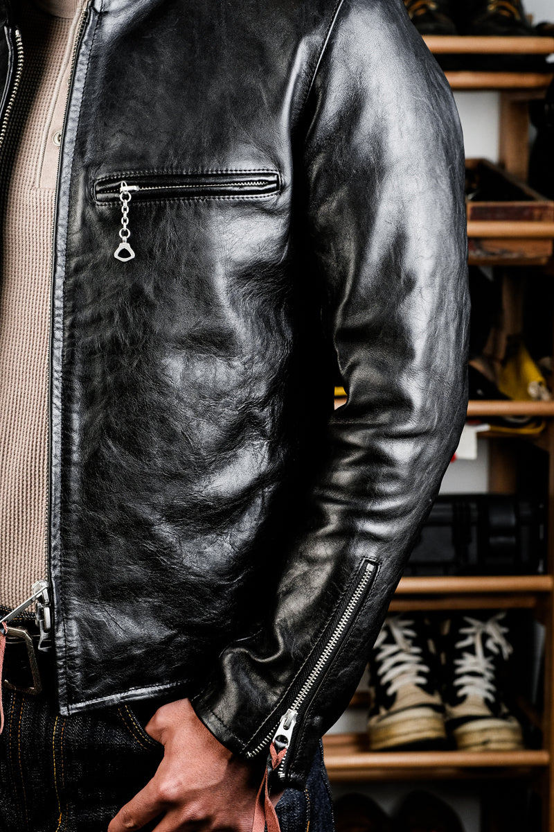 J-100 Ponyhide Coffee Racing Jacket Details 3