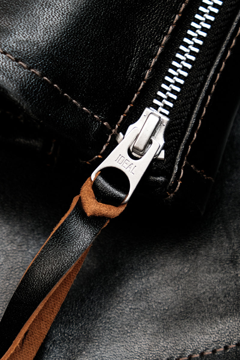 J100 Quilted Cafe Racer Leather Jacket with Horseskin Details 7