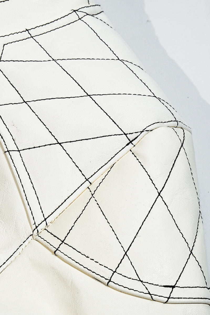 J100 Quilted Coffee-Colored Racing Lambskin Details 2