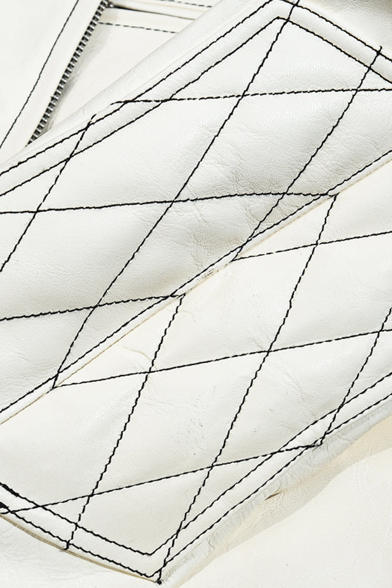 J100 Quilted Coffee-Colored Racing Lambskin Details 3