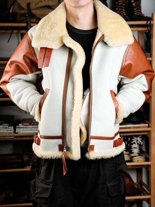 White B-3 Flight Jacket – Sheepskin Leather