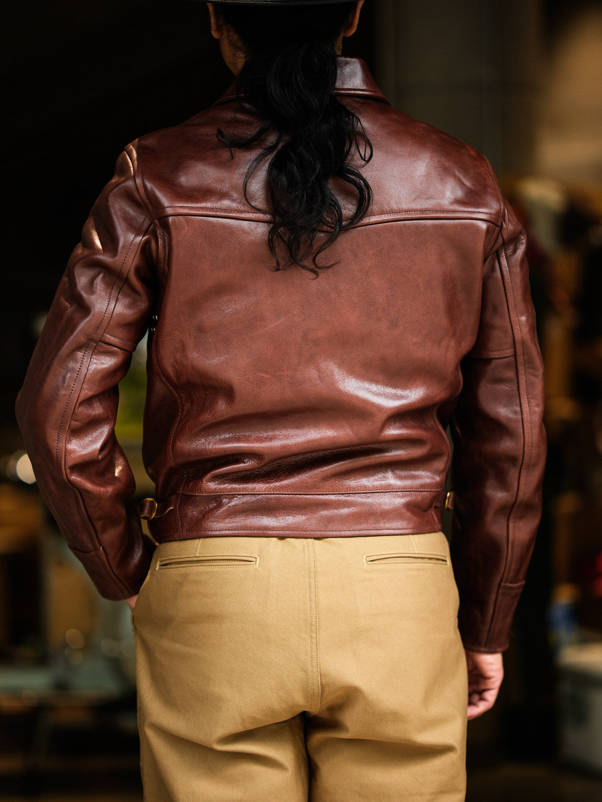 Real Simons 1940s California horsehide jacket amber brown veg-tanned 6