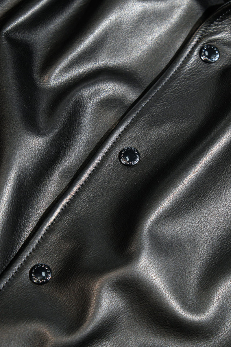 1.2mm thick waxed calfskin leather material detail
