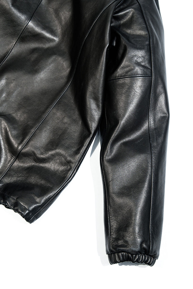 1.2mm thick waxed calfskin leather material detail
