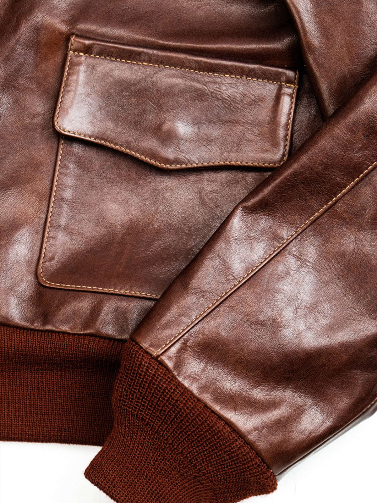 A2-Bomber-Jacket-Horsehide-Arm-Display