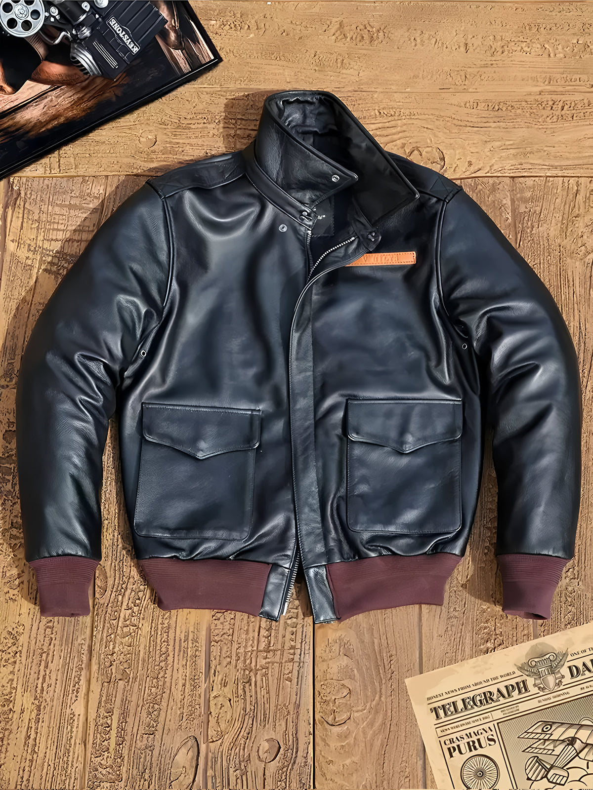 A2-Leather-Jacket-Bomber-Jacket-Collar-Detail