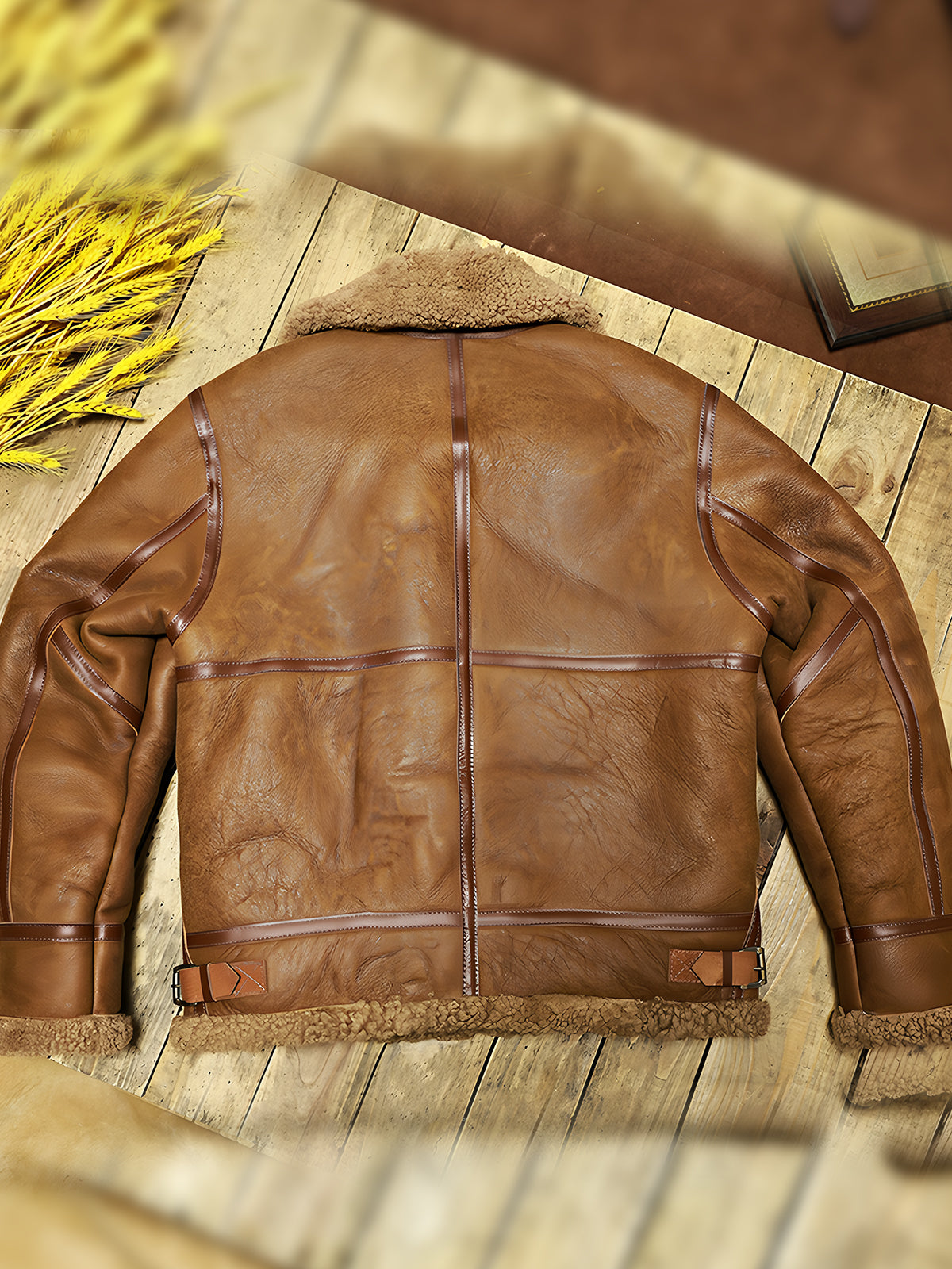 B-3-Sheepskin-Jacket-Light-Brown-Back-View