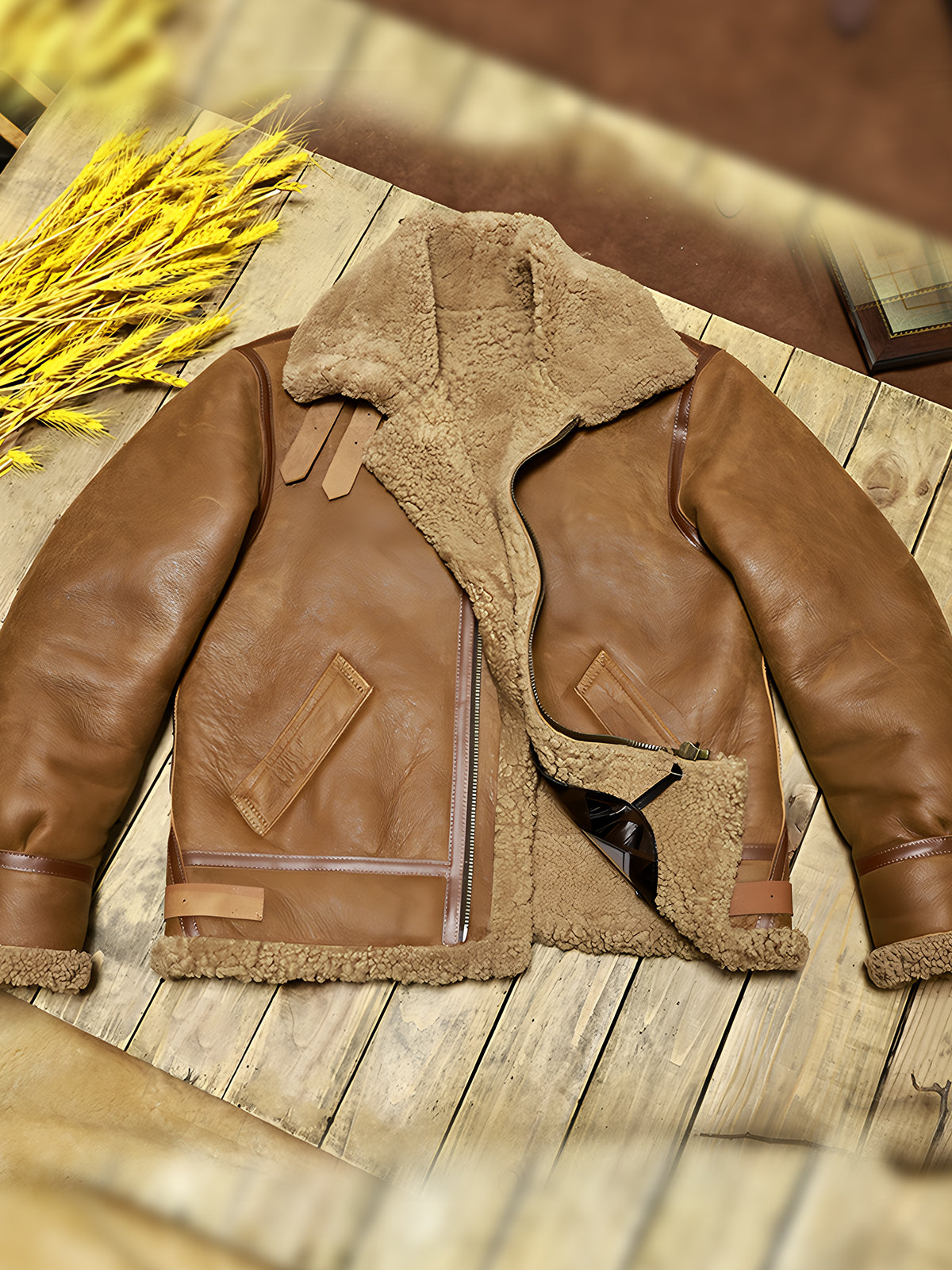 B-3-Sheepskin-Jacket-Light-Brown-front-view