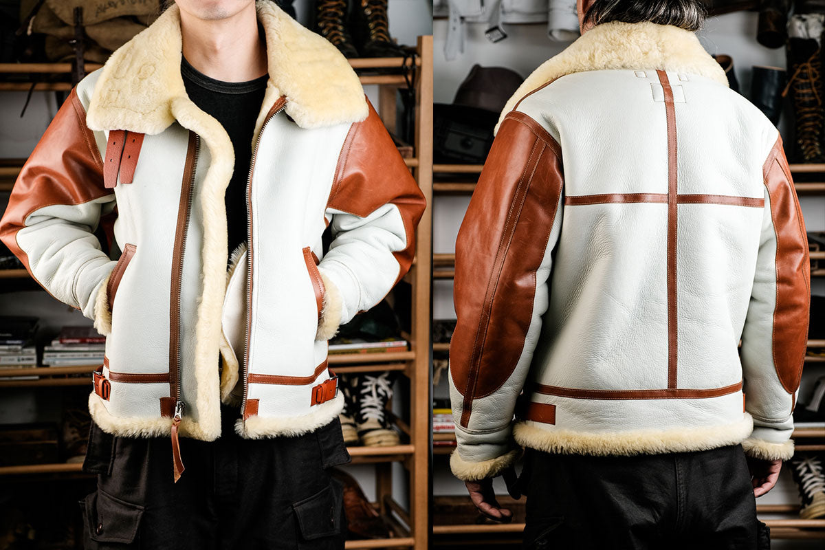 B3 Sheepskin Flight Jacket White-real simons