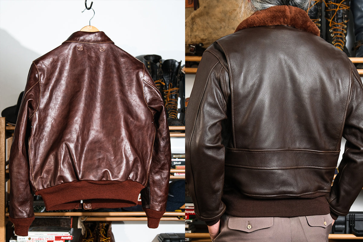 A-2 plain back vs G-1 bi-swing back detail