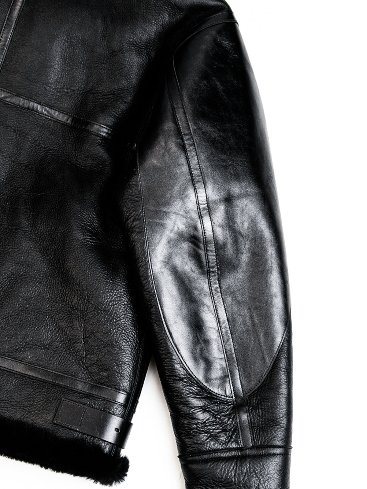 Black-B3-Flight-Jacket-_-Sheepskin-Leather-Wristband