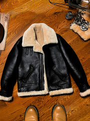 Black-sheepskin-B3-bomber-jacket-front-view