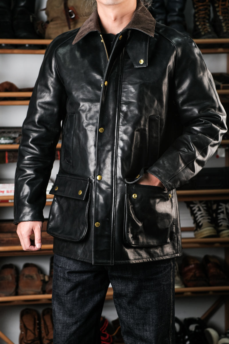 Full-Grain Oil-Waxed Horsehide Field Jacket -Corduroy Collar