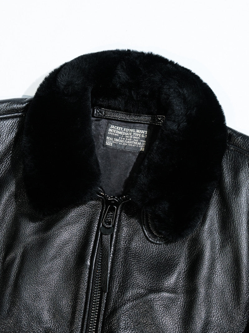 Black G1 Flight Jacket with Fur Collar