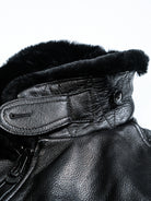 Black G1 Flight Jacket with Fur Collar Detail 2