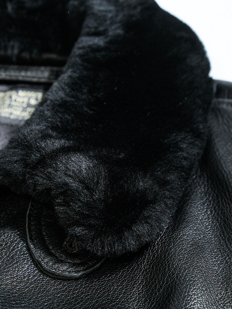 Black G1 Flight Jacket with Fur Collar Details