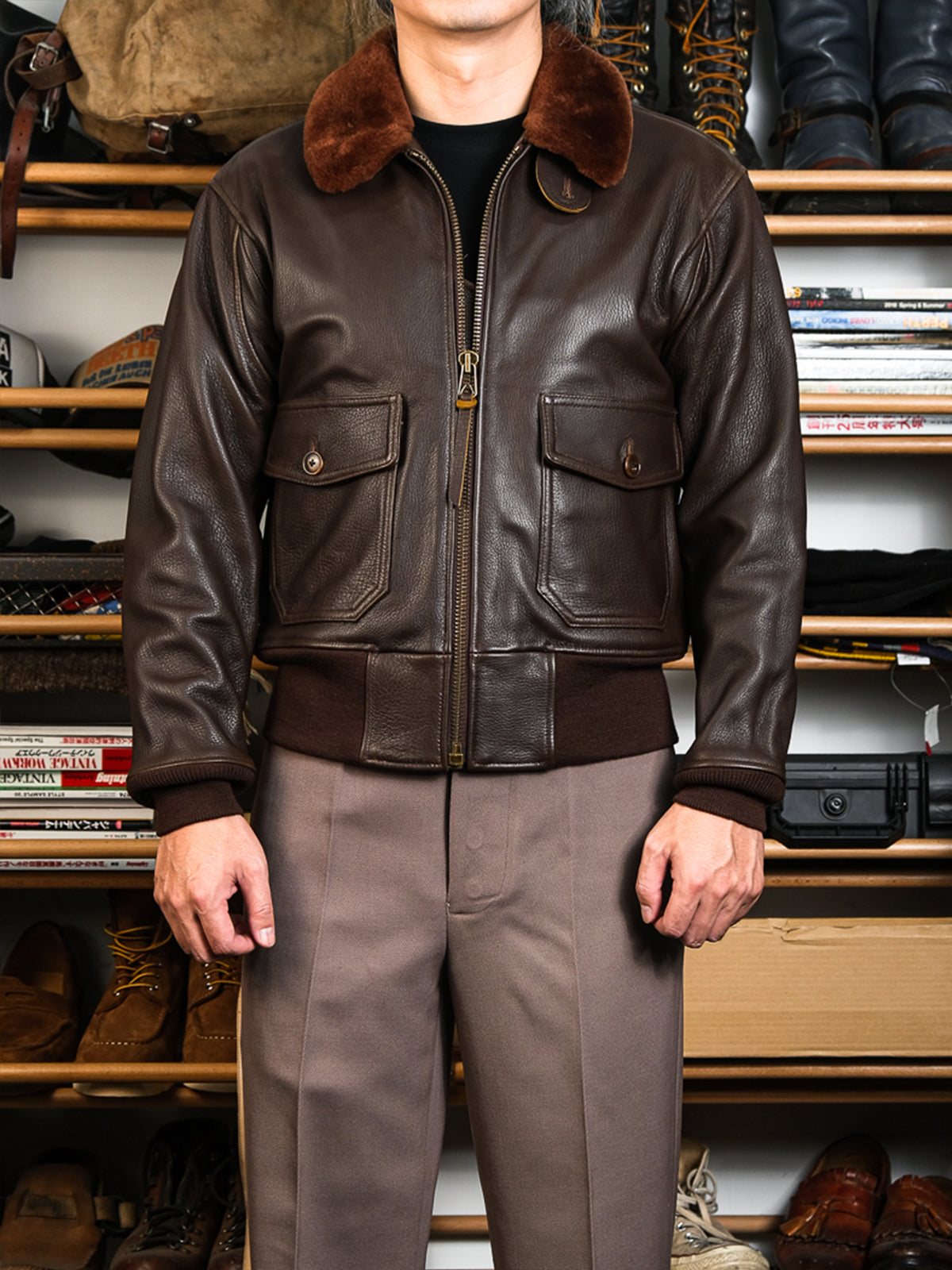 Brown-G1-Bomber-Jacket-Front-View-2