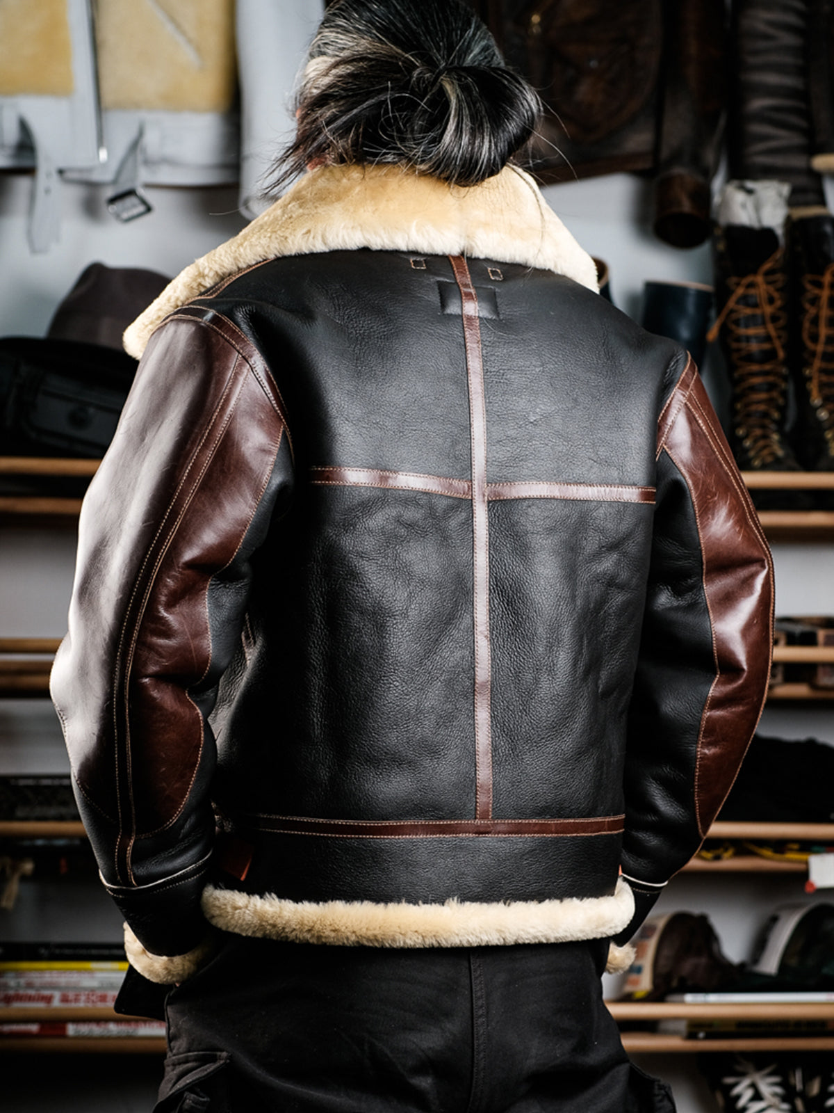 Brown-Lambskin-B3-Bomber-Jacket-Back