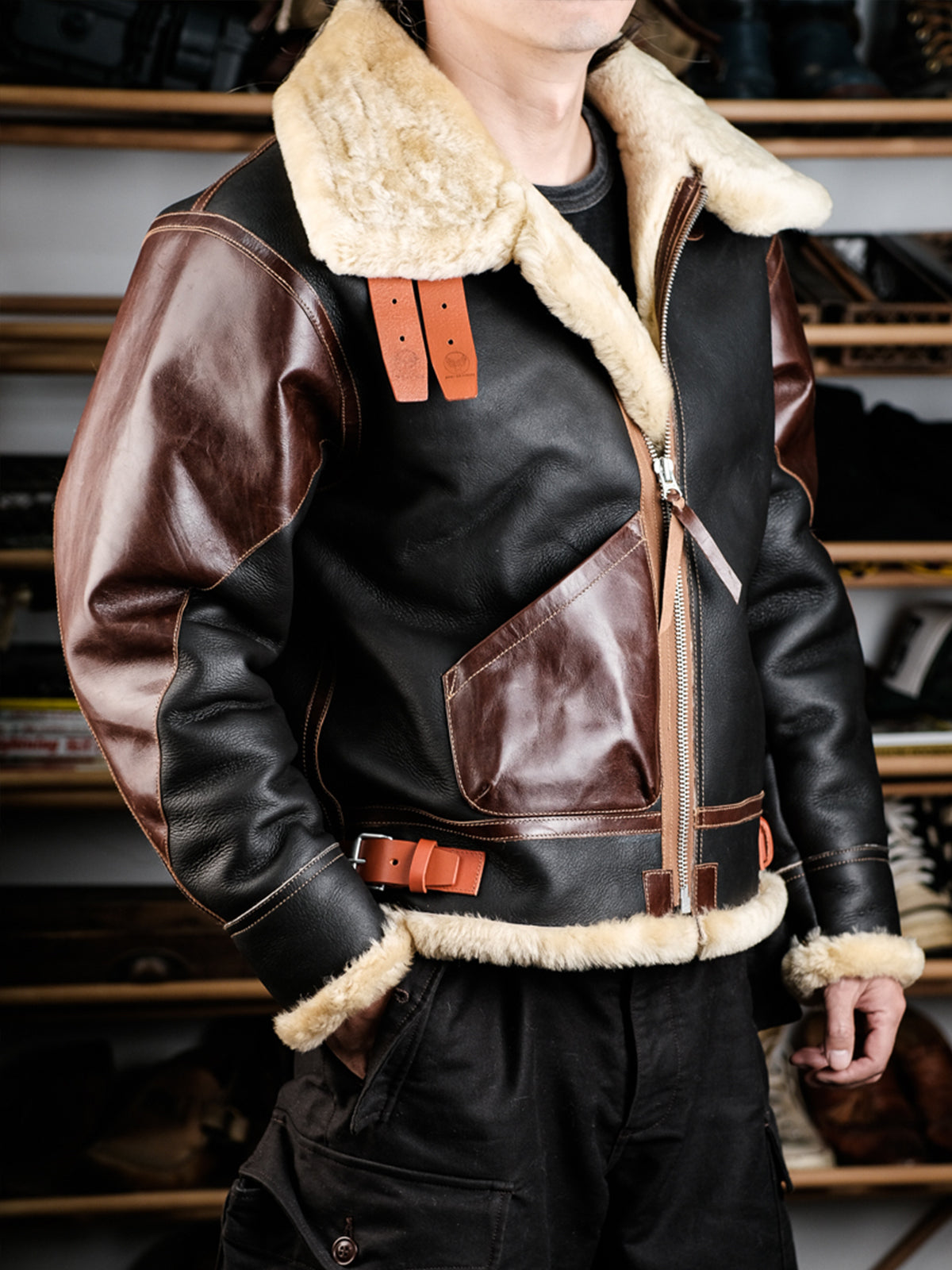 Brown-sheepskin-B3-bomber-jacket-1