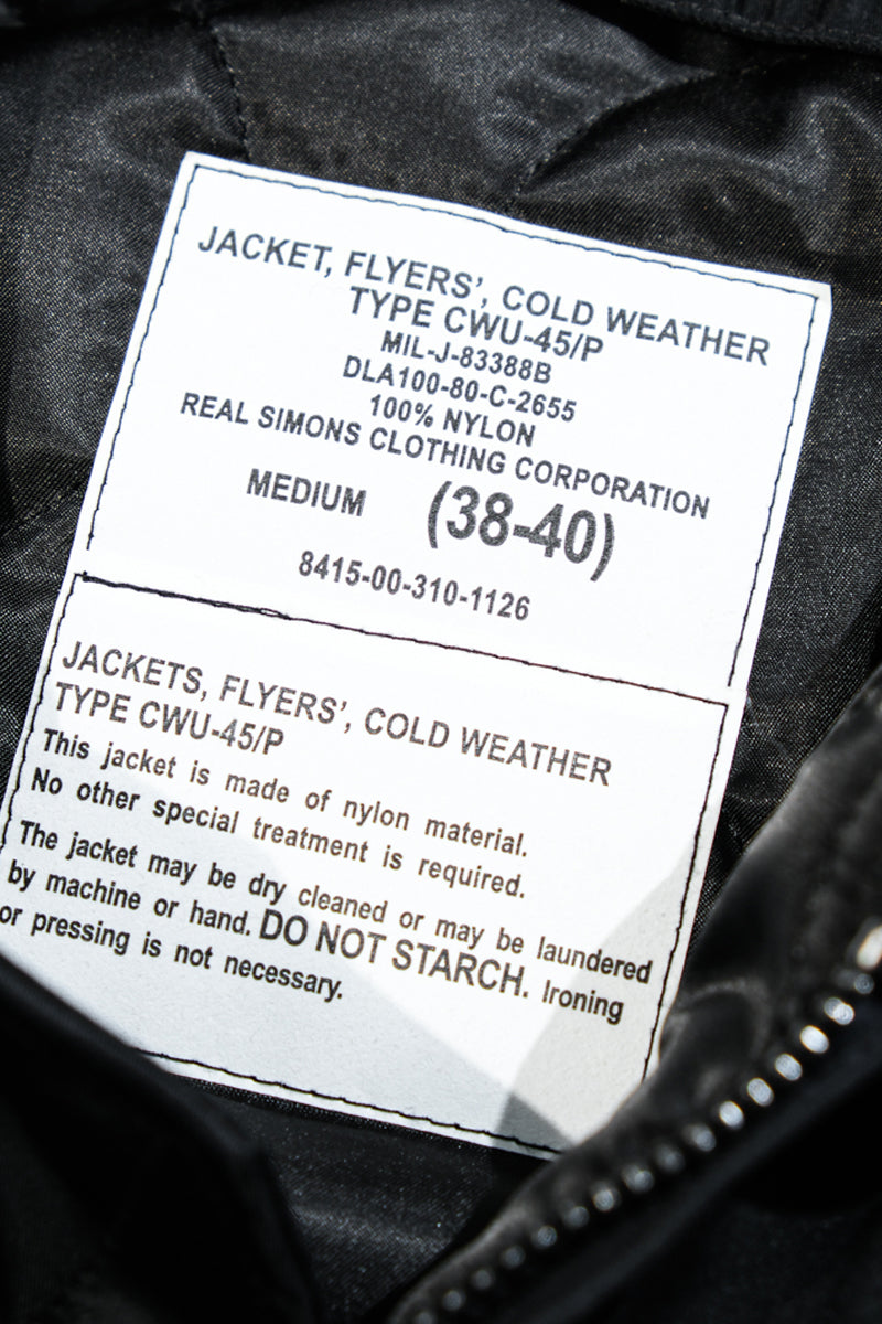 CWU 45P Flight Jacket Black Woven Label