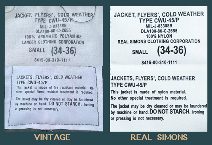 CWU 45P Flight Jacket Reissue Description