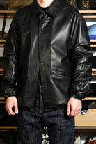 Men's Canino Waxed Calfskin Leather Jacket  Vintage Full Grain Leather Jacket