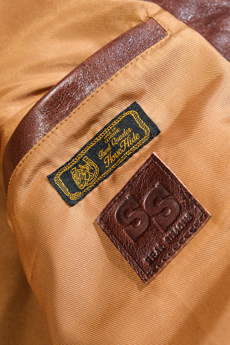 Cossack Leather Jacket Horsehide Brown Details 11