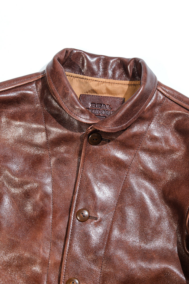 Cossack Leather Jacket Horsehide Brown Details 2