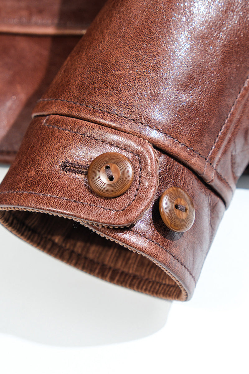 Cossack Leather Jacket Horsehide Brown Details 5