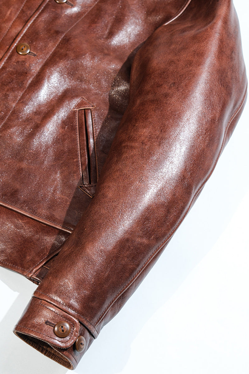 Cossack Leather Jacket Horsehide Brown Details 7