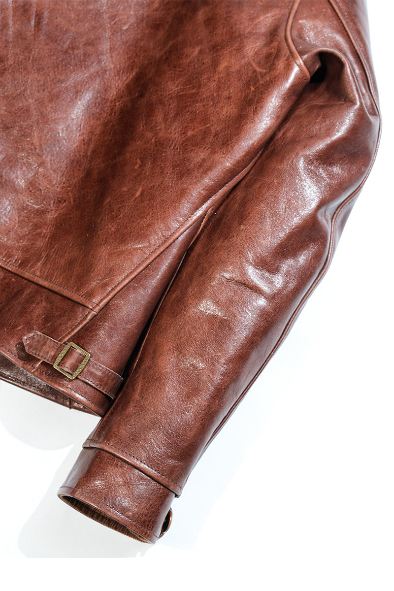 Cossack Leather Jacket Horsehide Brown Details 8