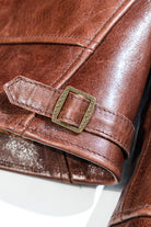 Cossack Leather Jacket Horsehide Brown Details 9