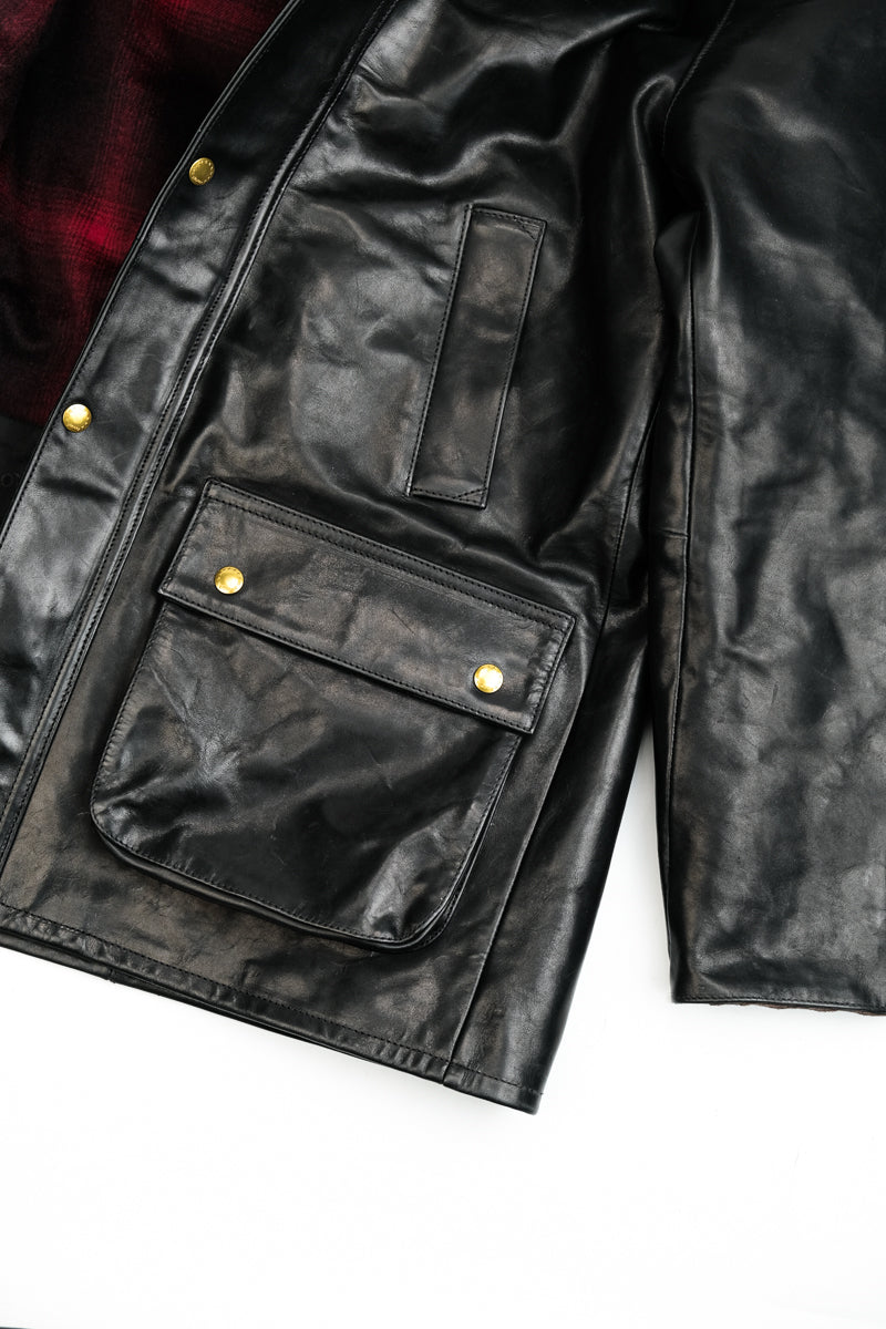 Full-Grain Oil-Waxed Horsehide Field Jacket -Corduroy Collar