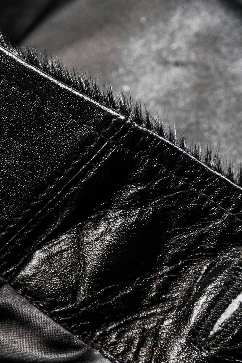 Details of the black Costsack Leather Jacket 12