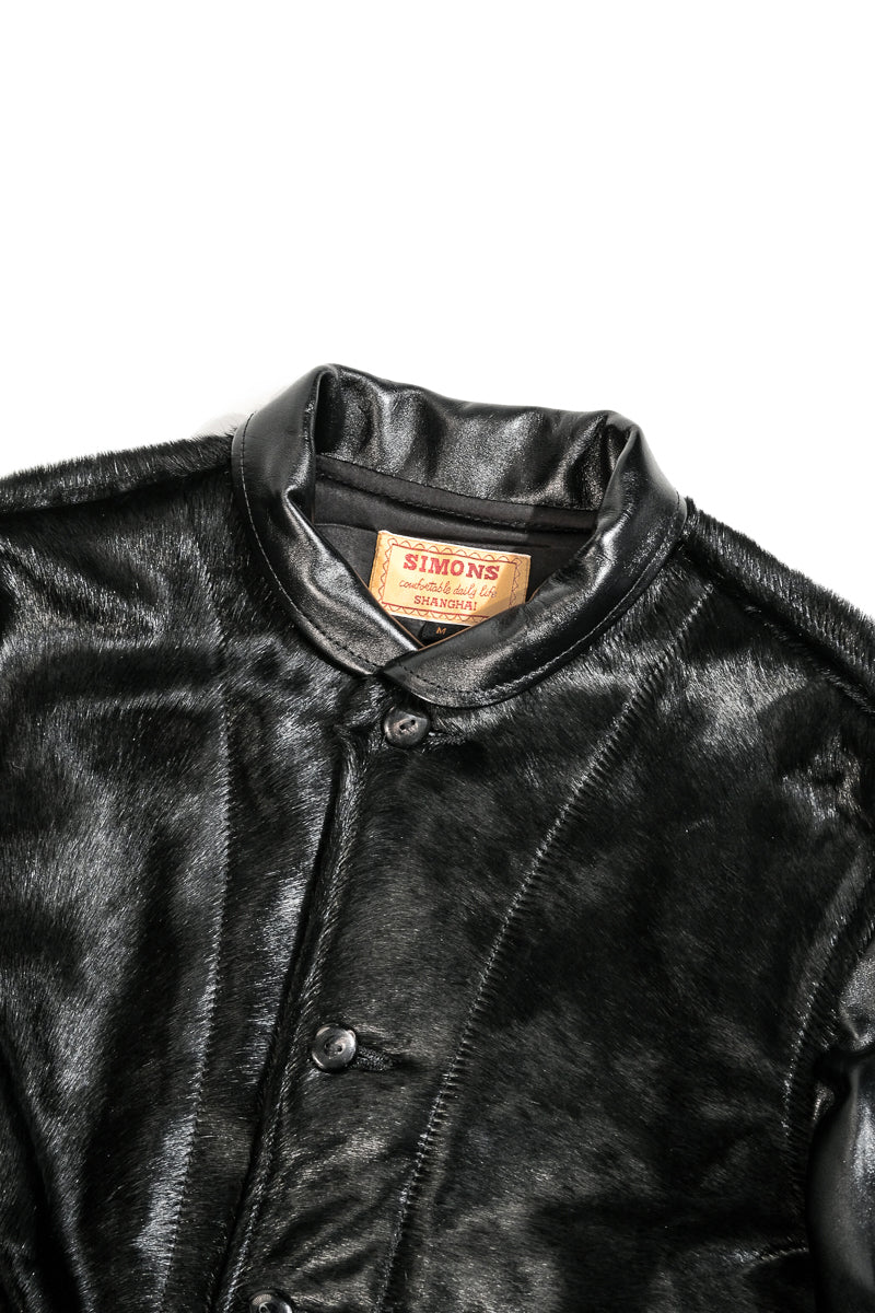 Details of the black Costsack Leather Jacket