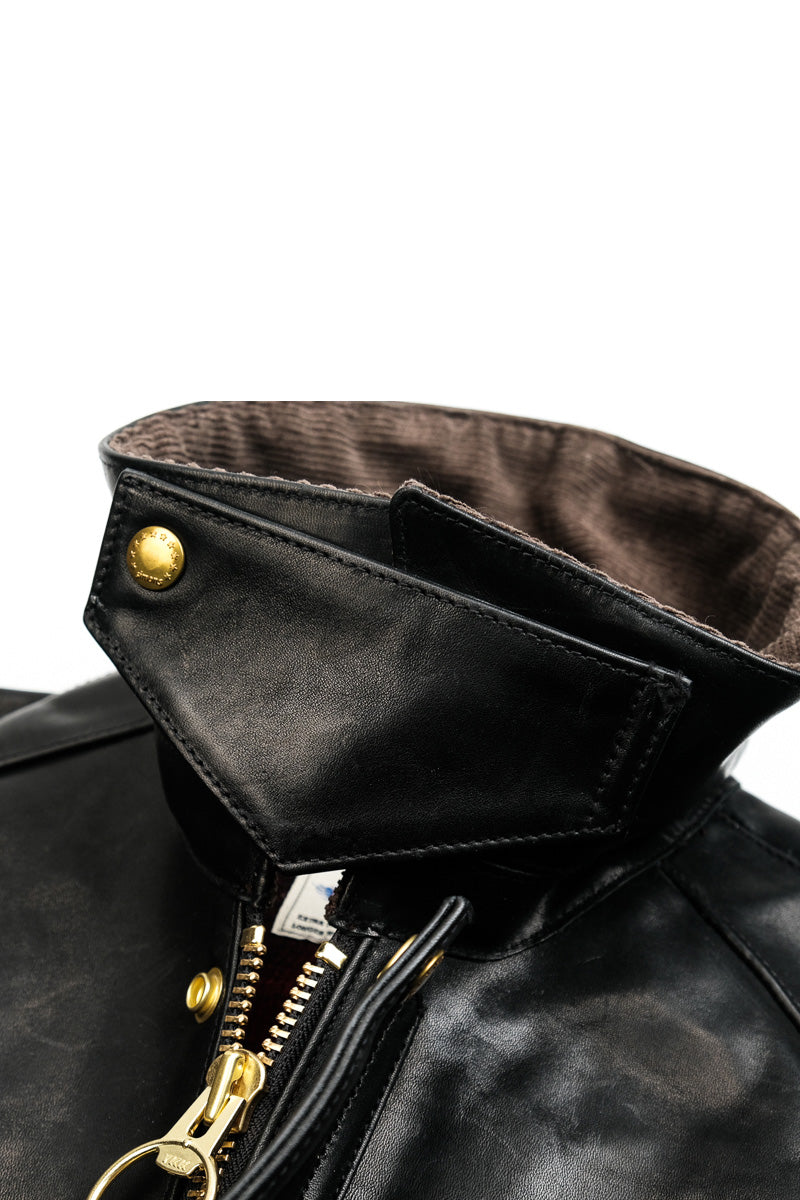 Full-Grain Oil-Waxed Horsehide Field Jacket -Corduroy Collar