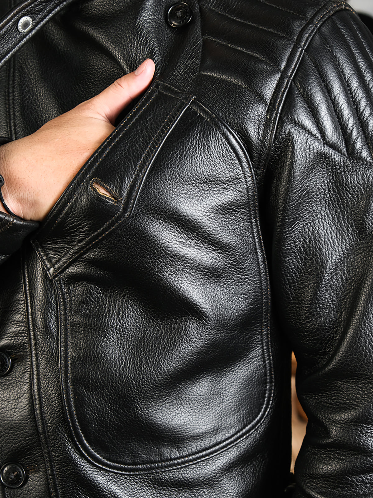 Goatskin-Motorcycle-leather-Jacket-Black-model-picture-6
