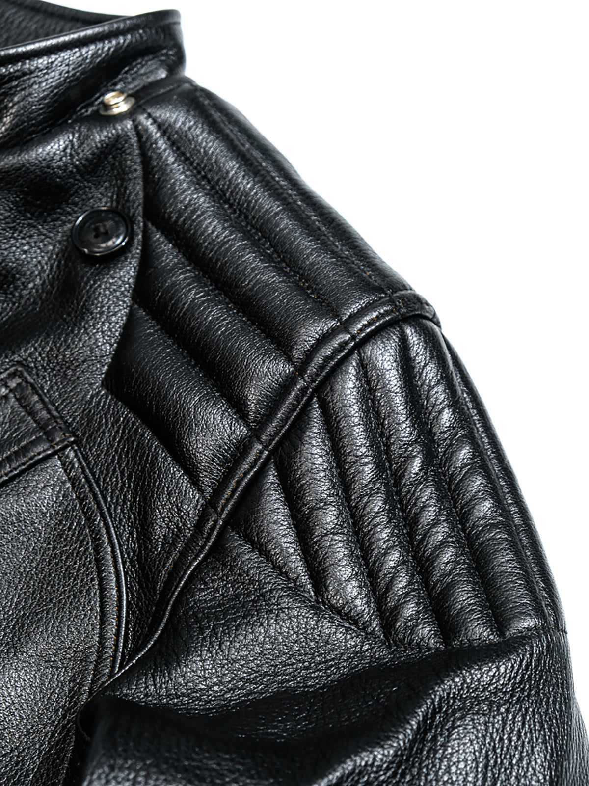 Goatskin-Motorcycle-leather-Jacket-Black-shoulder
