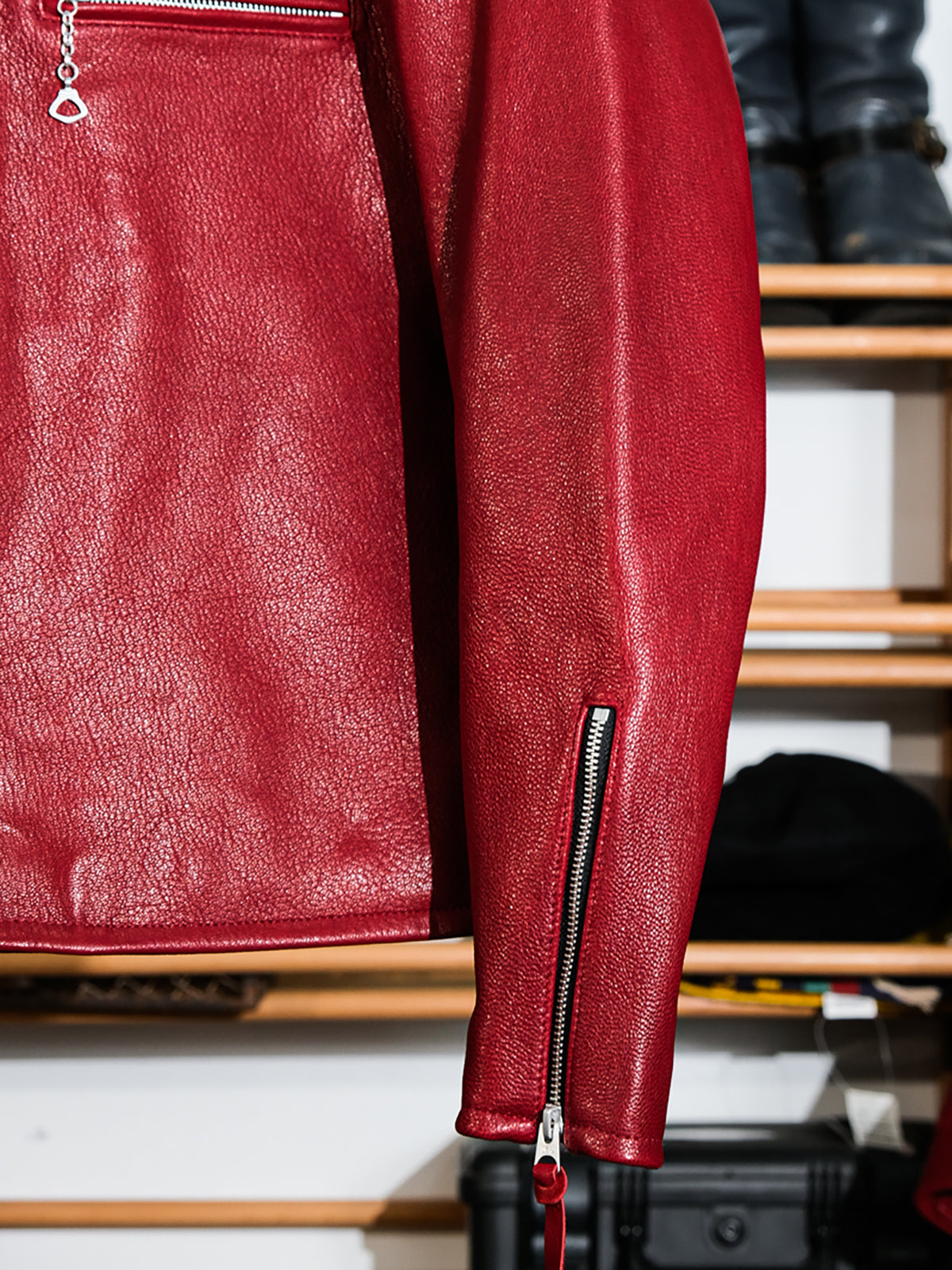 Goatskin-coffee-racing-jacket-with-red-zipper-3