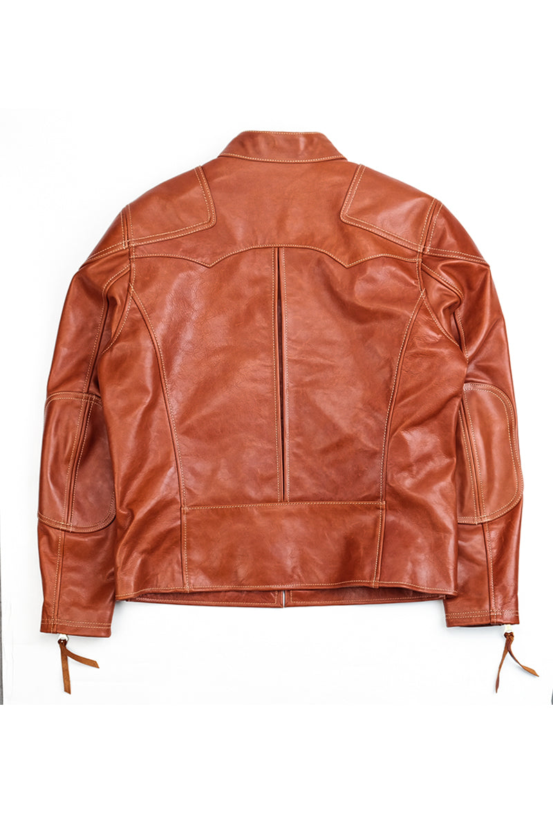 Horsehide Venom Leather Jacket — Havana — Back View