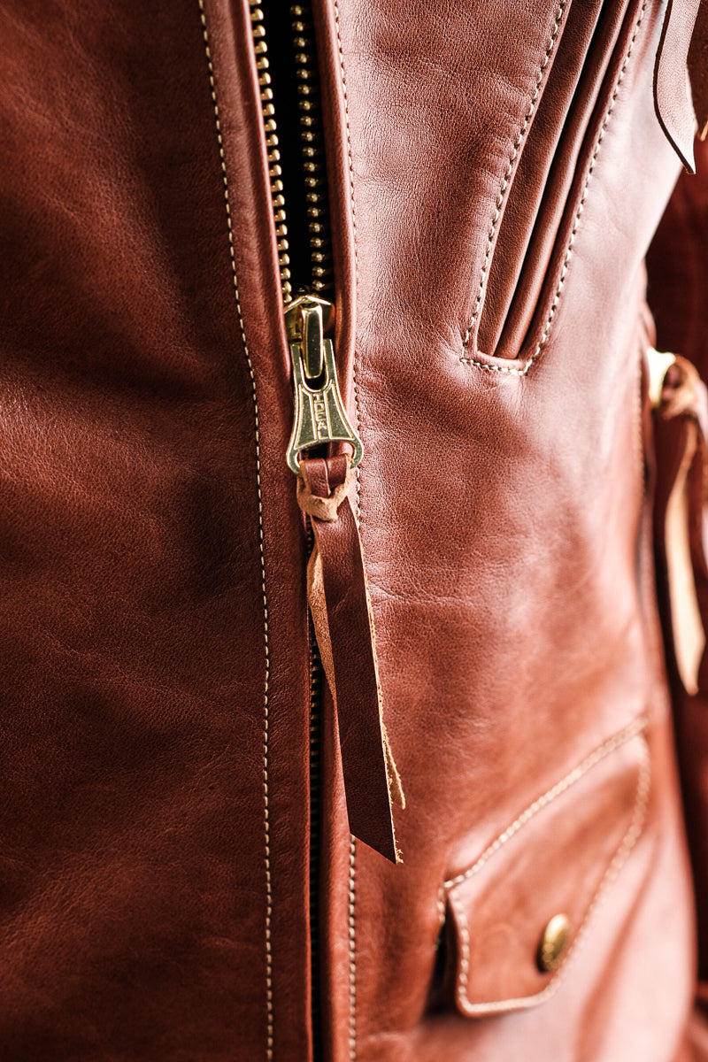 Horsehide Venom Leather Jacket — Havana Color Details 3