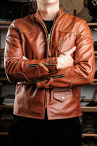 Horsehide Venom Leather Jacket — Havana Color Details 4