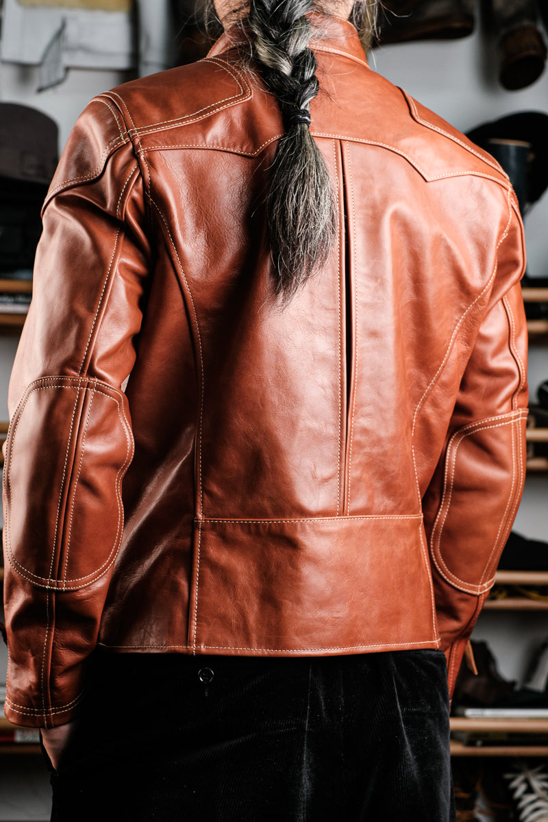 Horsehide Venom Leather Jacket — Havana Color Details 5