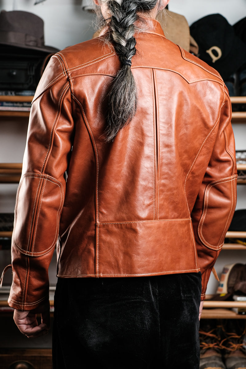 Horsehide Venom Leather Jacket Havana Color Details 5