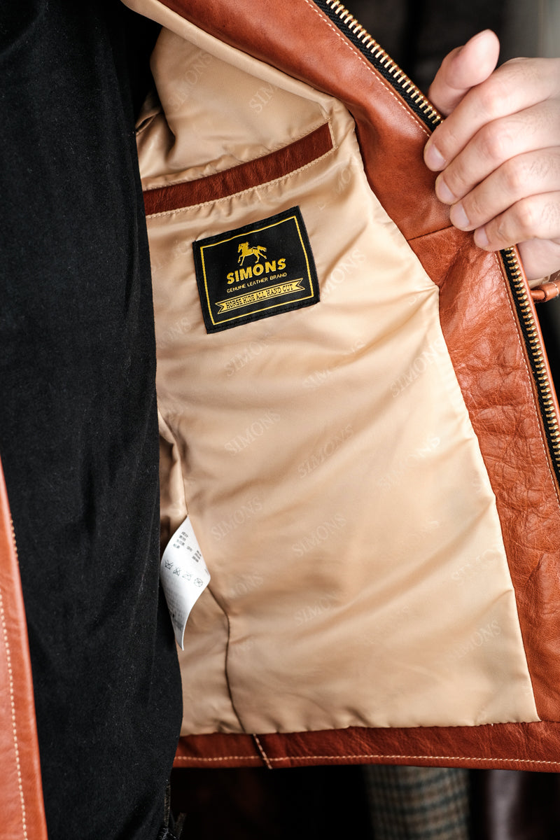 Horsehide Venom Leather Jacket — Havana Color Details 7