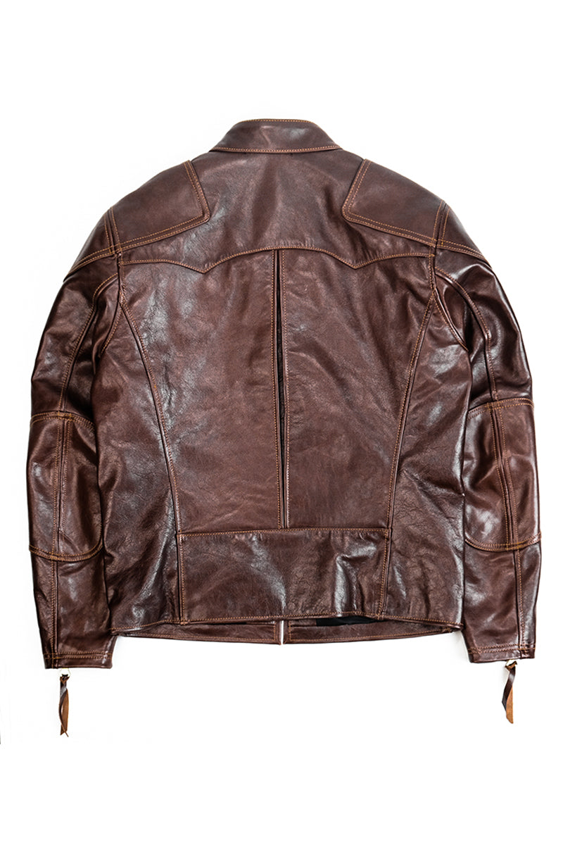 Horsehide Venom Leather Jacket Seal Brown Back View